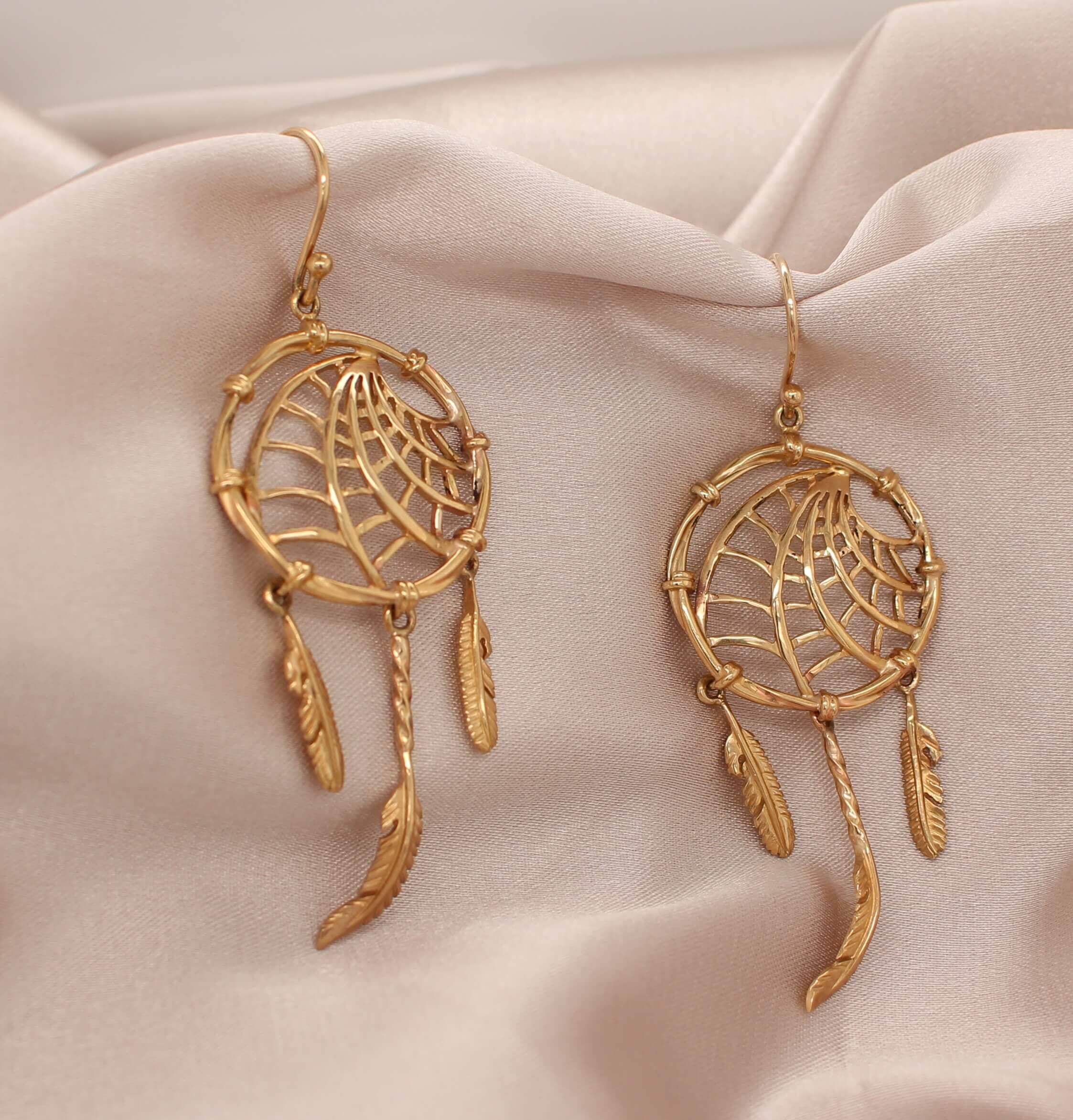 9ct gold hot sale dreamcatcher earrings